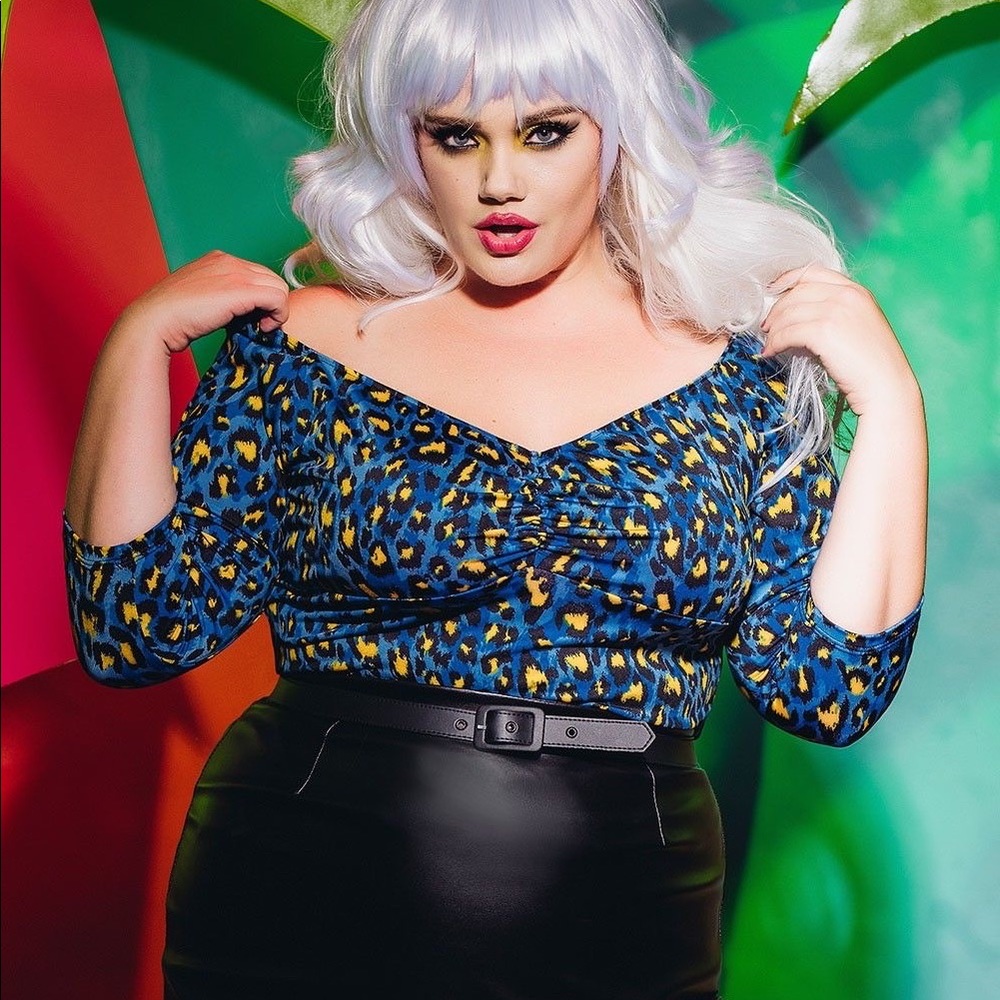 Deadly Dames Blue Leopard Jailbird Top